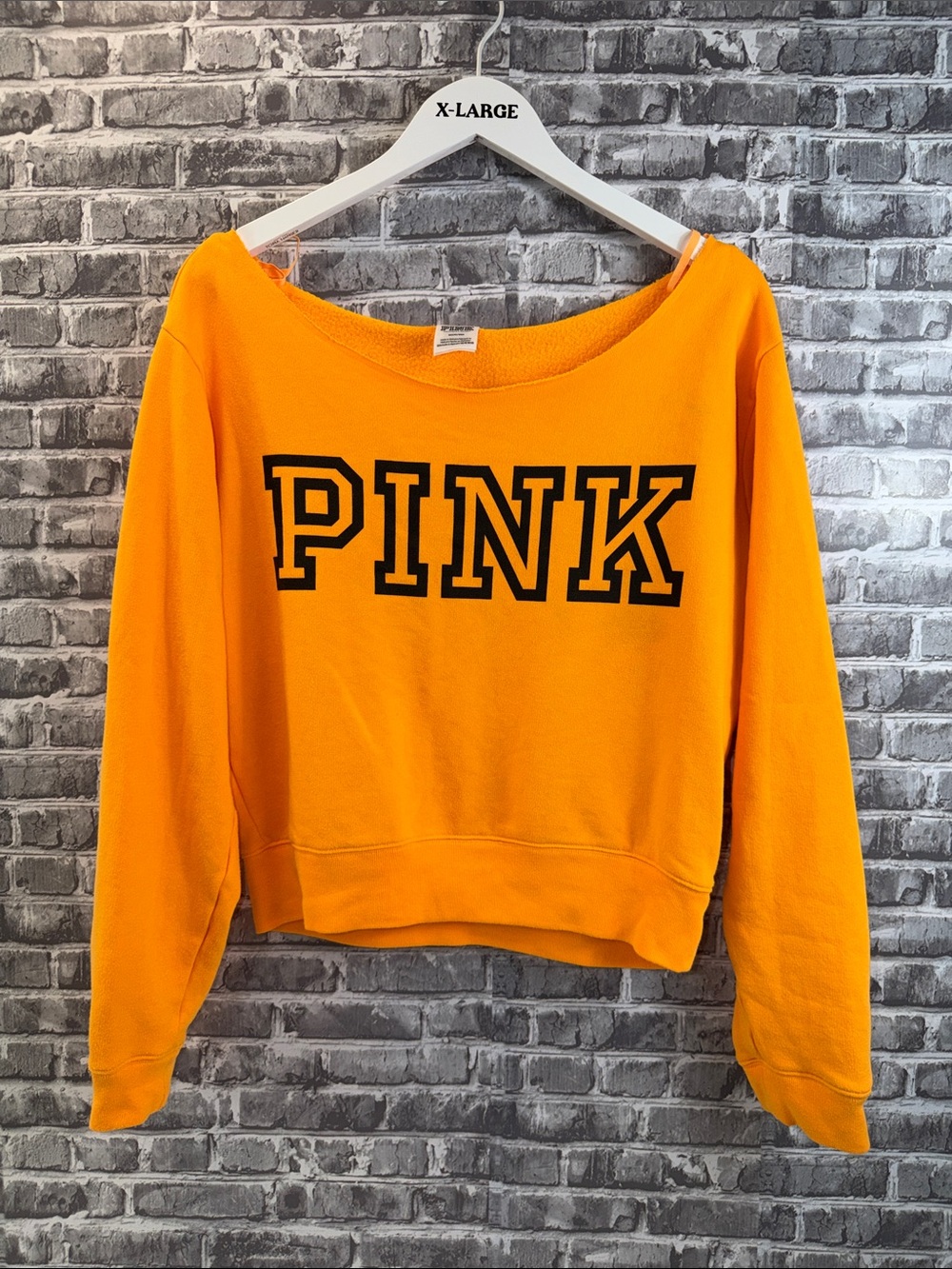 PINK Victoria's Secret Wide-Neck Pullover Sweatshirt - Orange